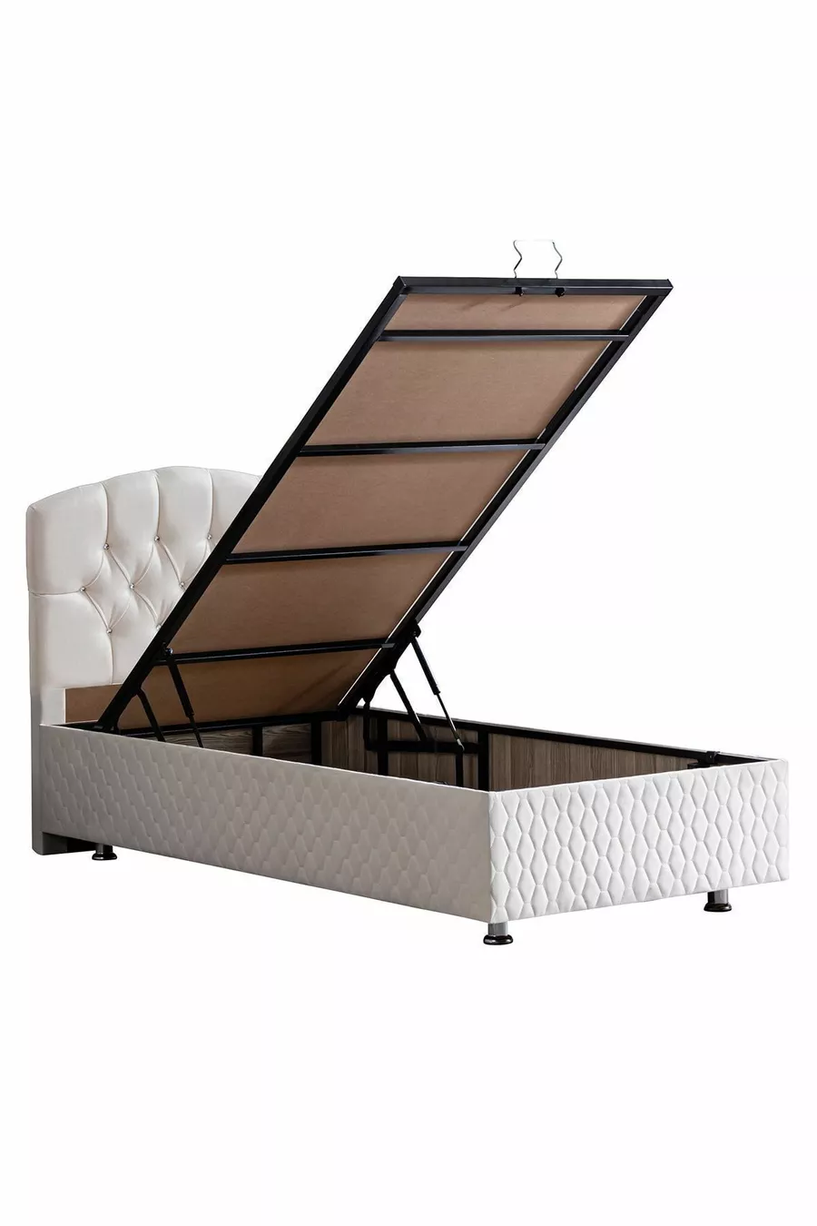 Tête de lit Efes, Ensemble de lit Comfort, Crème