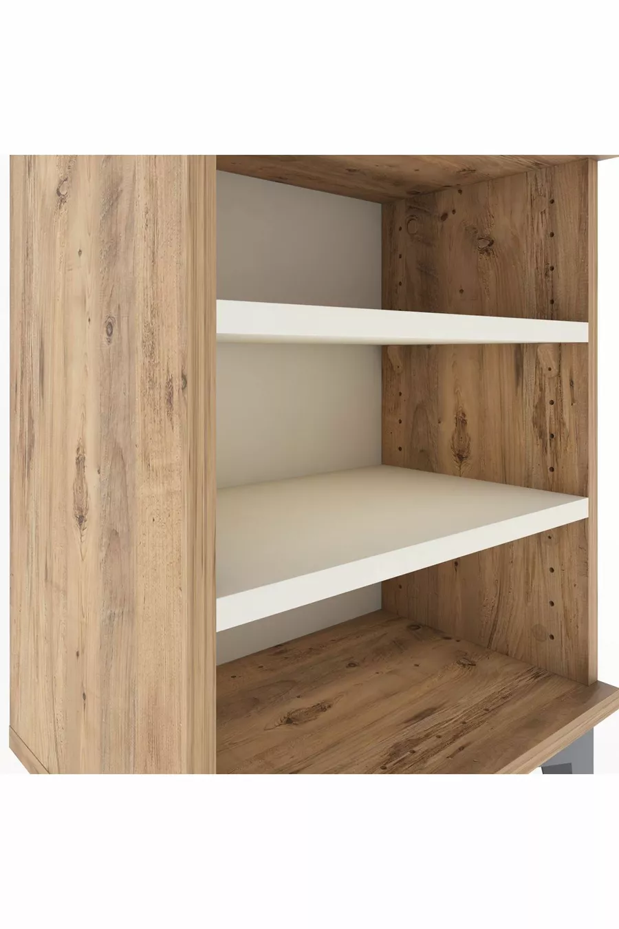 Arges Nachtkastje met 2 planken, dennen- en kalksteenkleur