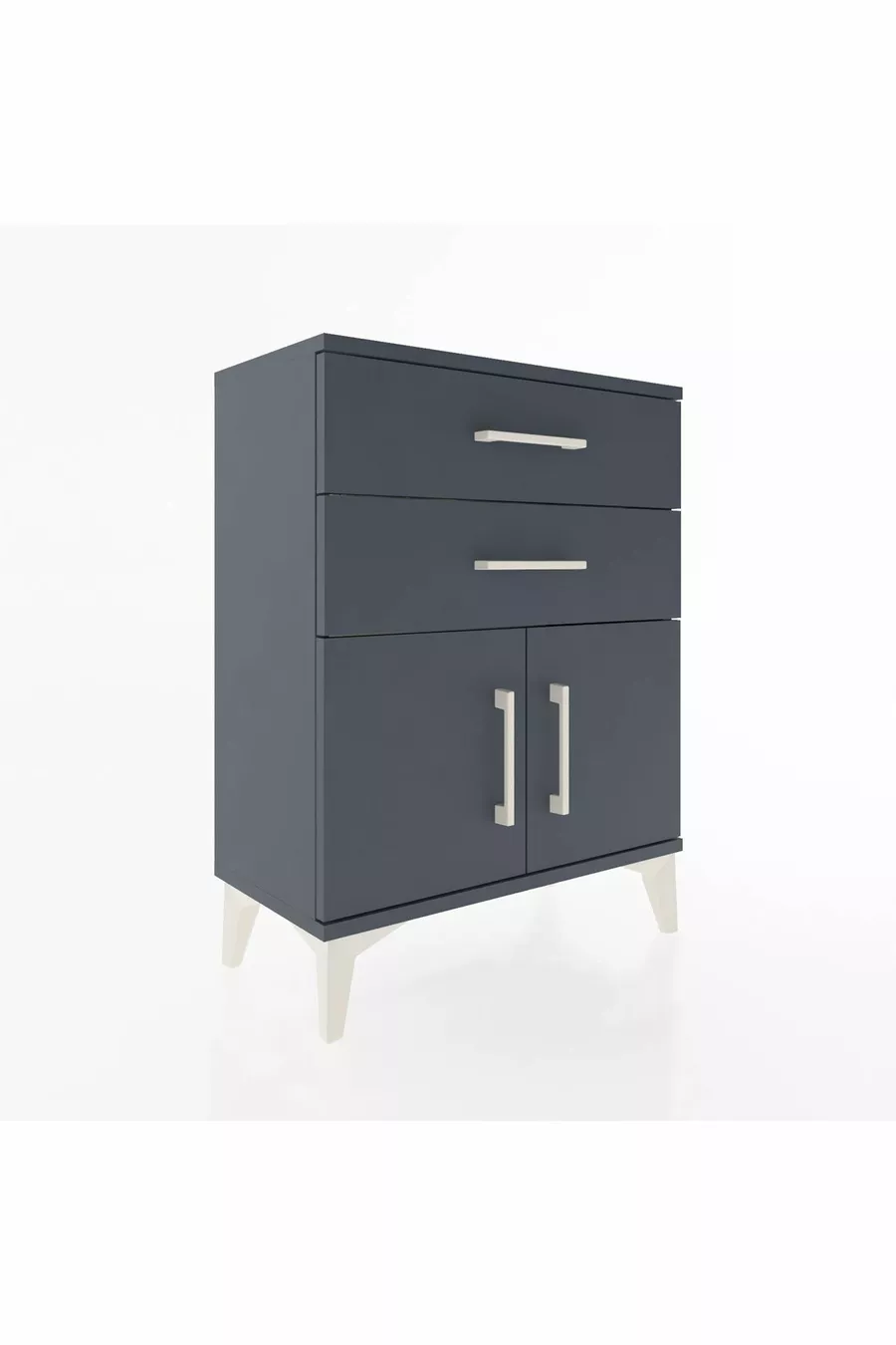 Arges Commode Single Shelf 2 Drawers 2 Doors Anthracite-Anthracite