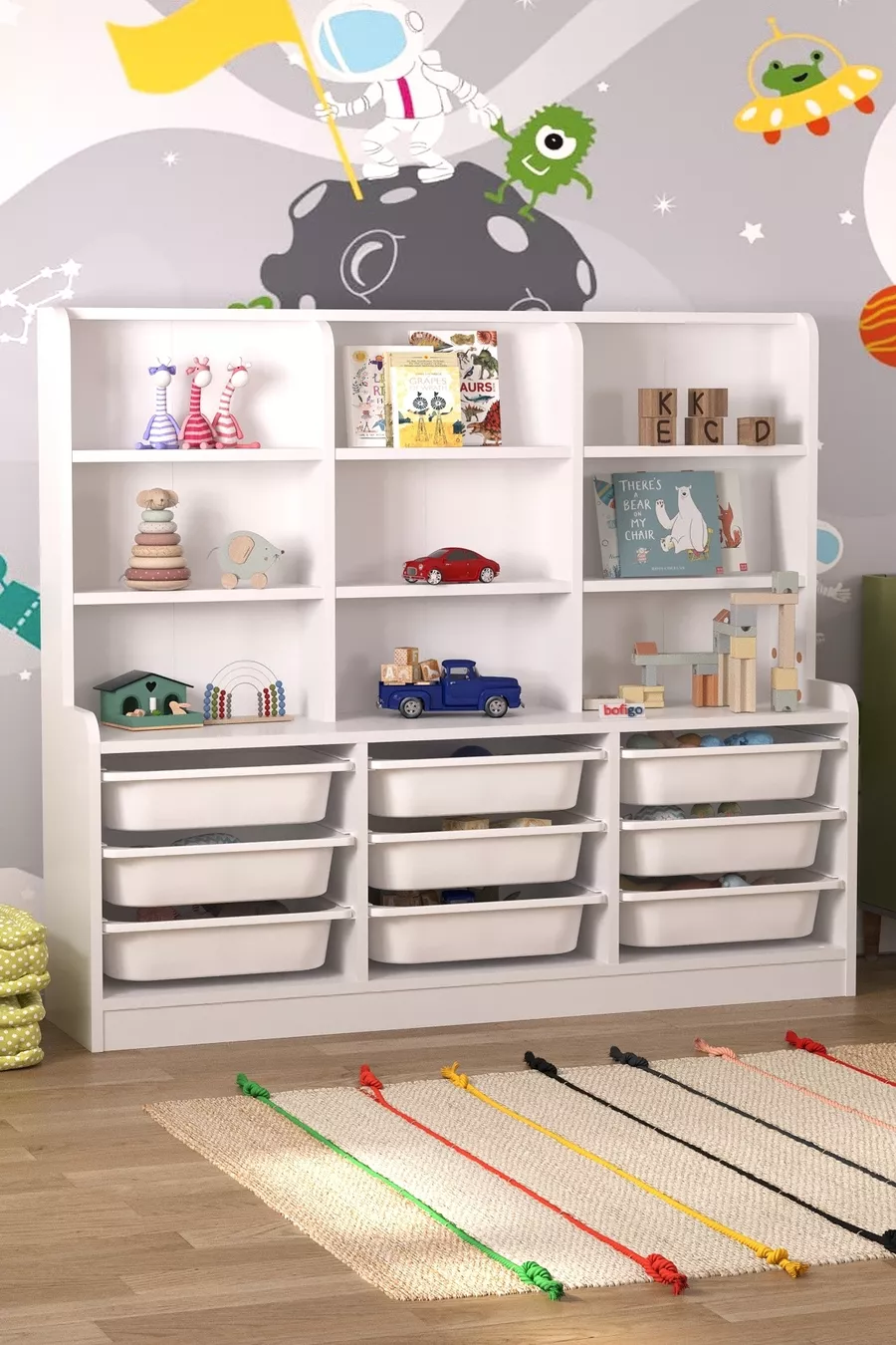 9 Mand 9 Planken Kast Multifunctionele Kast Speelgoedkast Almina Wit