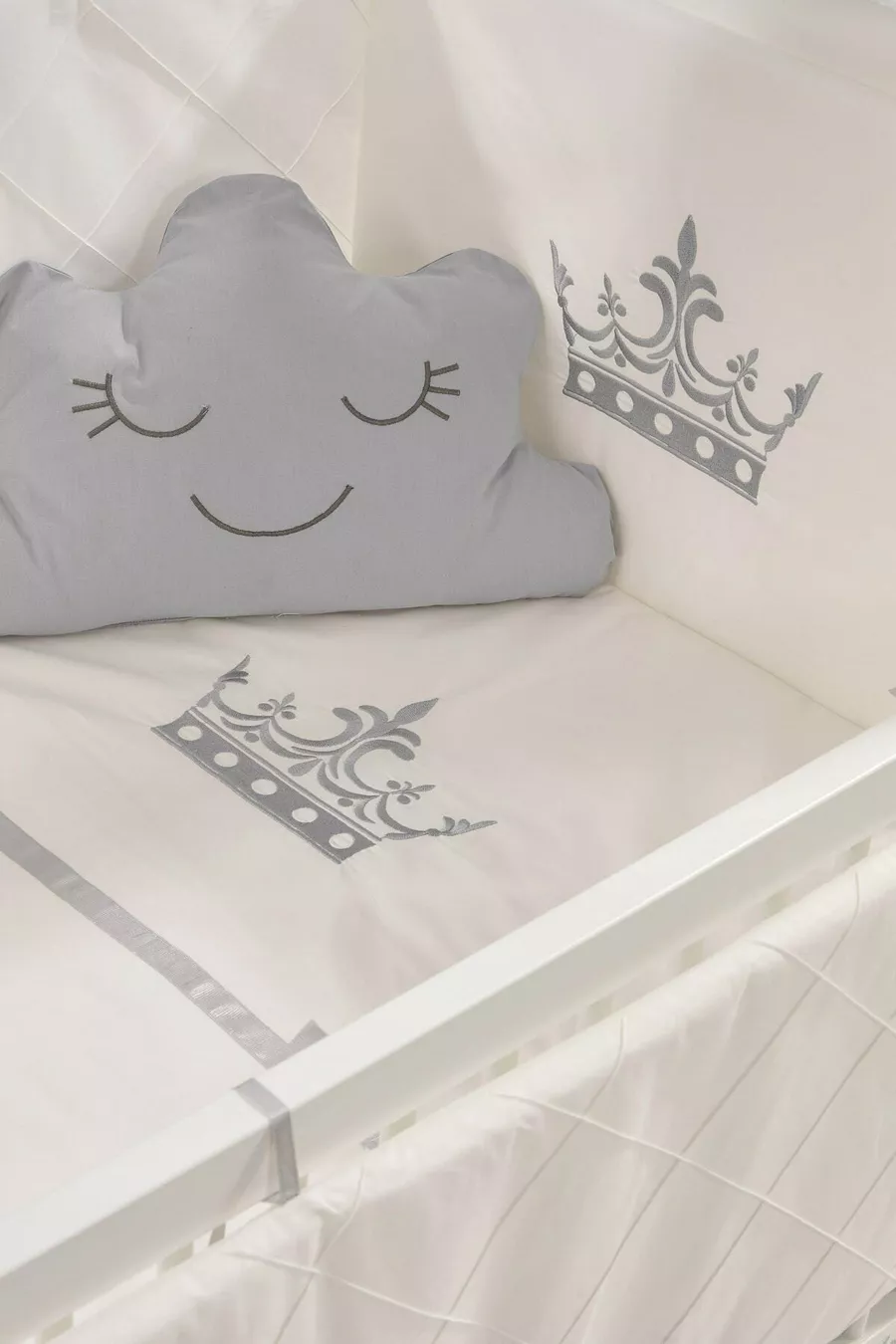 Mondo Side-Swing Wooden Cradle cm (white-motto gray)