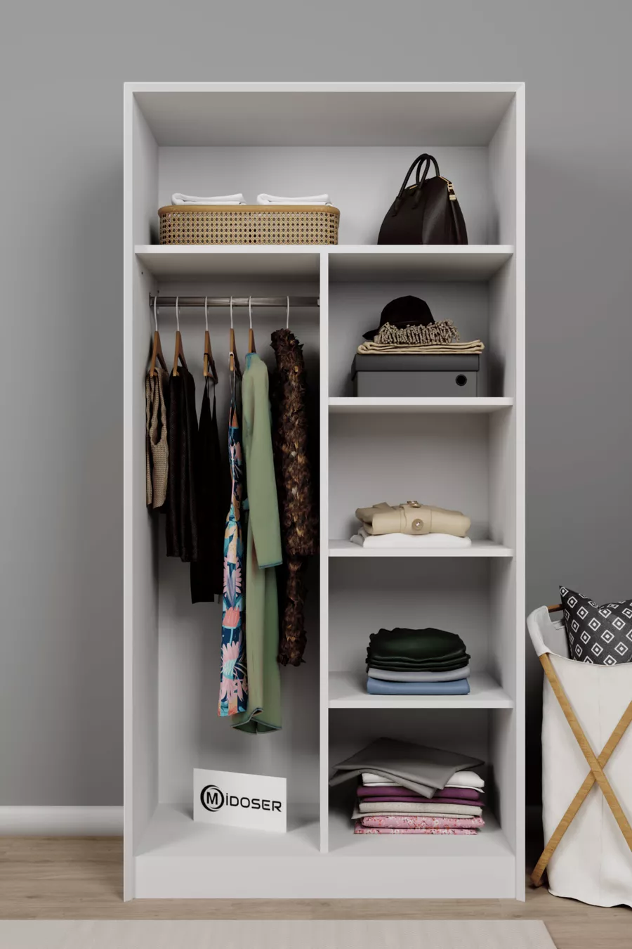 Lucas 2 Deurs Kledingkast en Multifunctionele Kast - Mat Wit