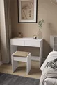 B İki Geniş Çekmeceli Oturaklı Yatak Odası Modern Puflu Makyaj Masası Organizer