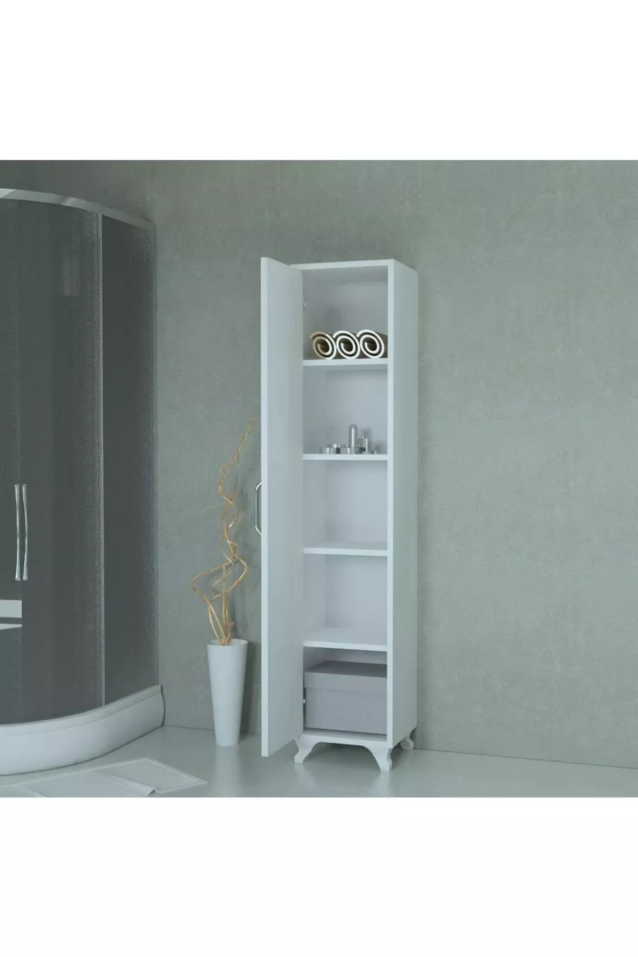 Wit Kast met Meerdere Functies en Planken