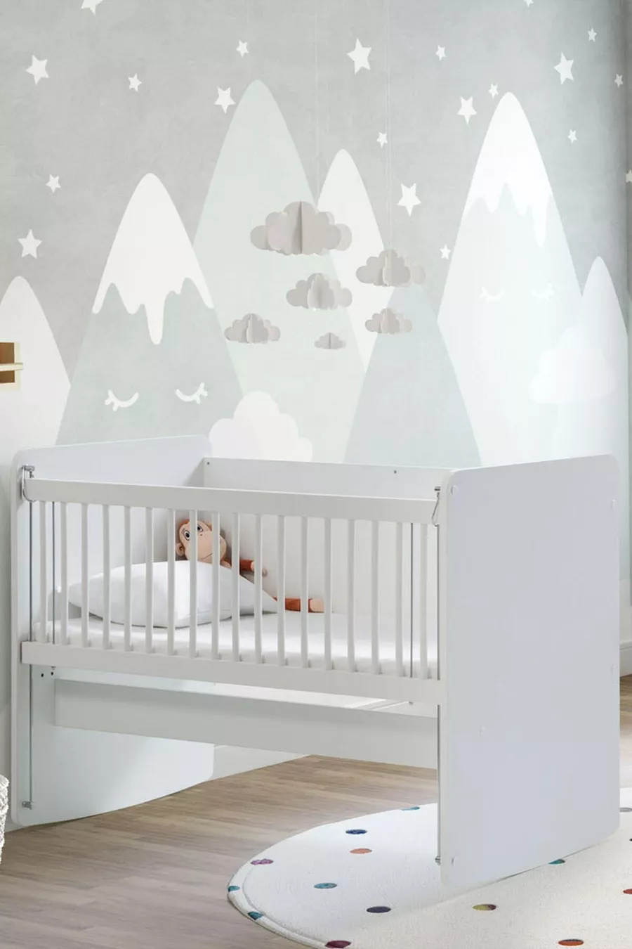 Schommelende en Vaste Babywieg bij Moeder - Babybed - Parkbed - Wit - Cm - 