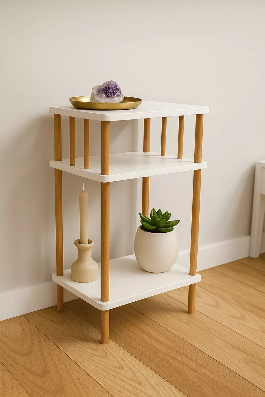 Table d'angle et table d'appoint à 2 étagères - Chevet – Table polyvalente moderne