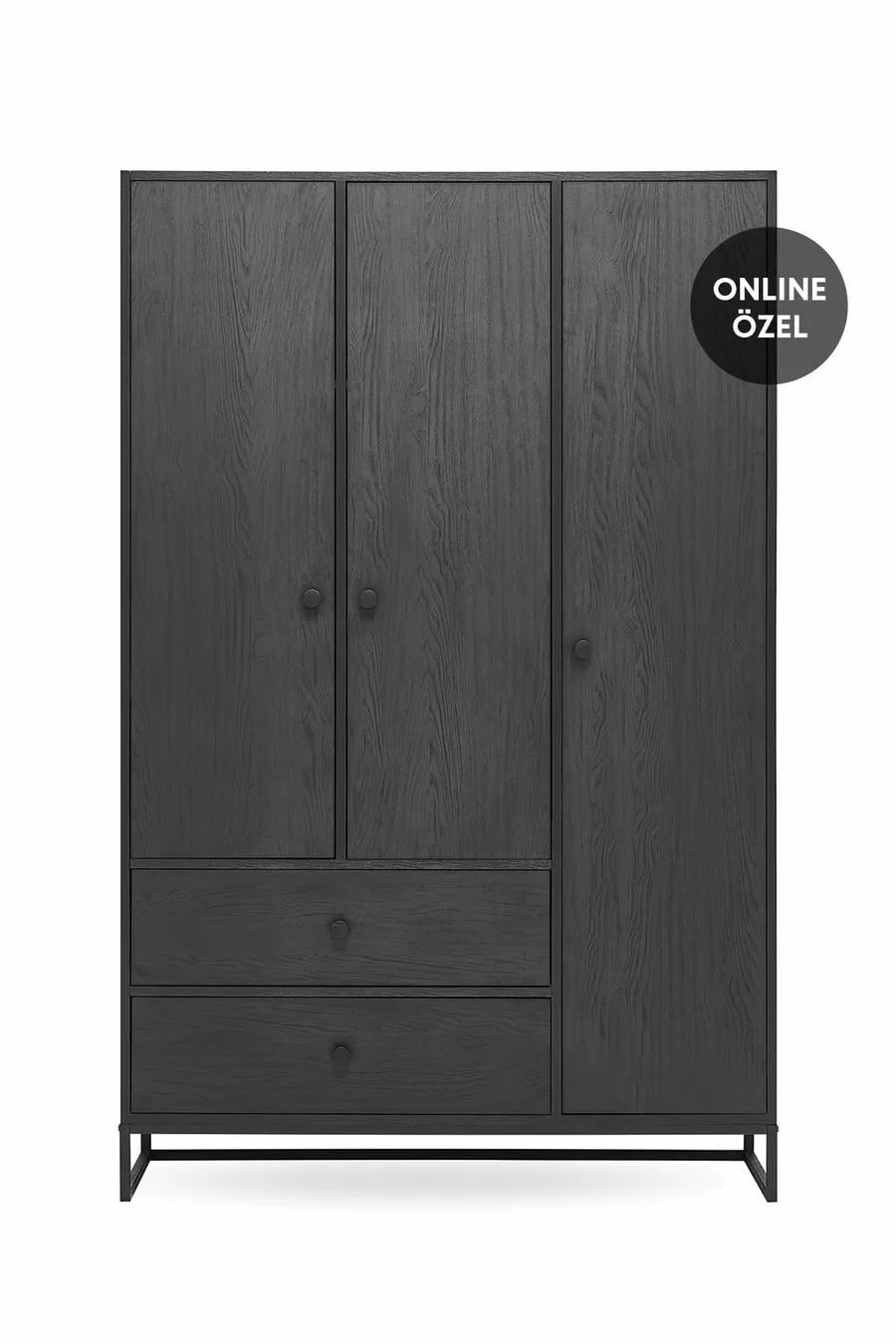 Kalinsta 3-Door Wardrobe - Black