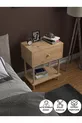 Table de chevet moderne avec étagère et couvercle batant, organisateur de chambre à coucher avec pieds en bois - Chêne Saphir