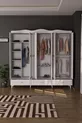 Armadio bianco Luna 6 con specchio, 3 cassetti e ante
