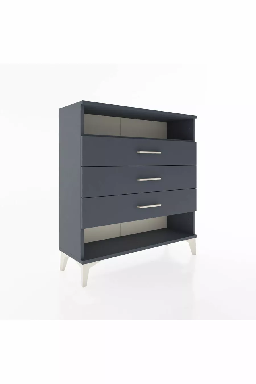 Commode Arges à une étagère et 3 tiroirs Anthracite-Anthracite