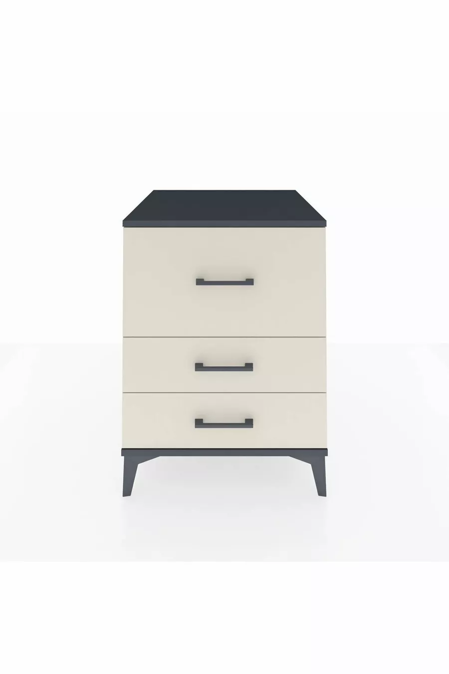 Table de chevet Kronos à 3 tiroirs Anthracite-Pierre de lune