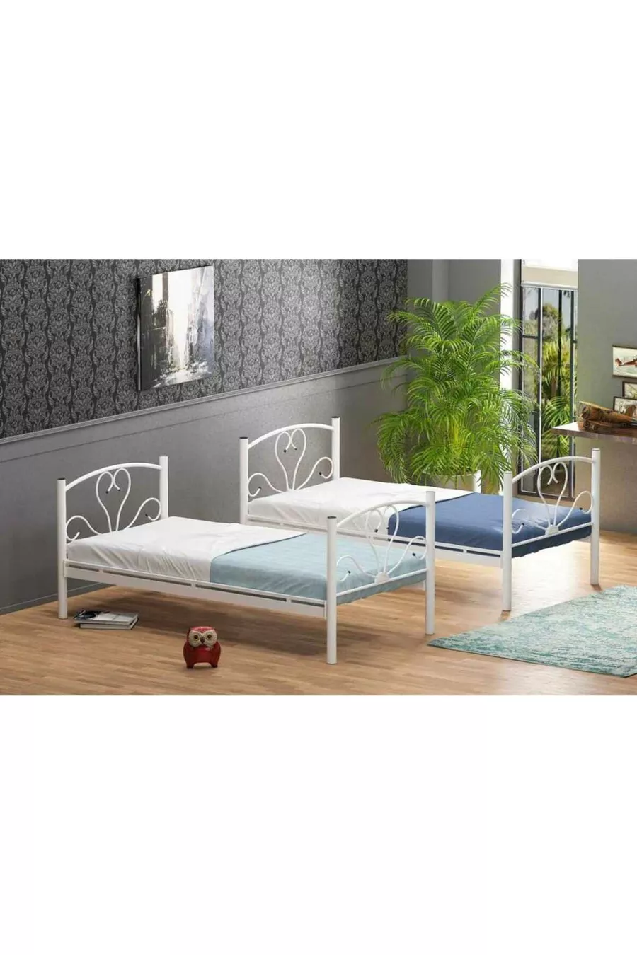 Şık Metal Ranza  Cm Çift Kişilik (beyaz Renk ) Yataksız