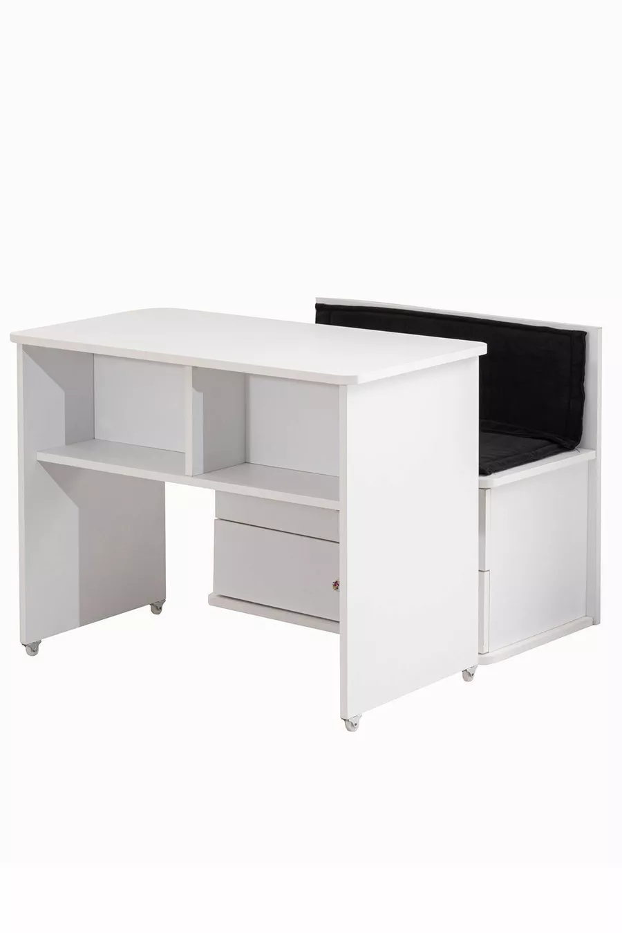 Bunk Bed, London Bunk Bed with Bed Frame, Desk with Seating, 3-Door Wardrobe