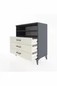 Commode Hyperion 2 étagères 3 tiroirs Anthracite-Pierre de Lune