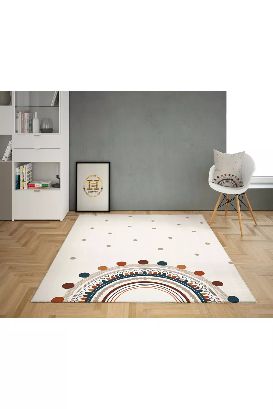 Regenboog Kinderkamer Set (gordijn, bedsprei en kussen, tapijt)