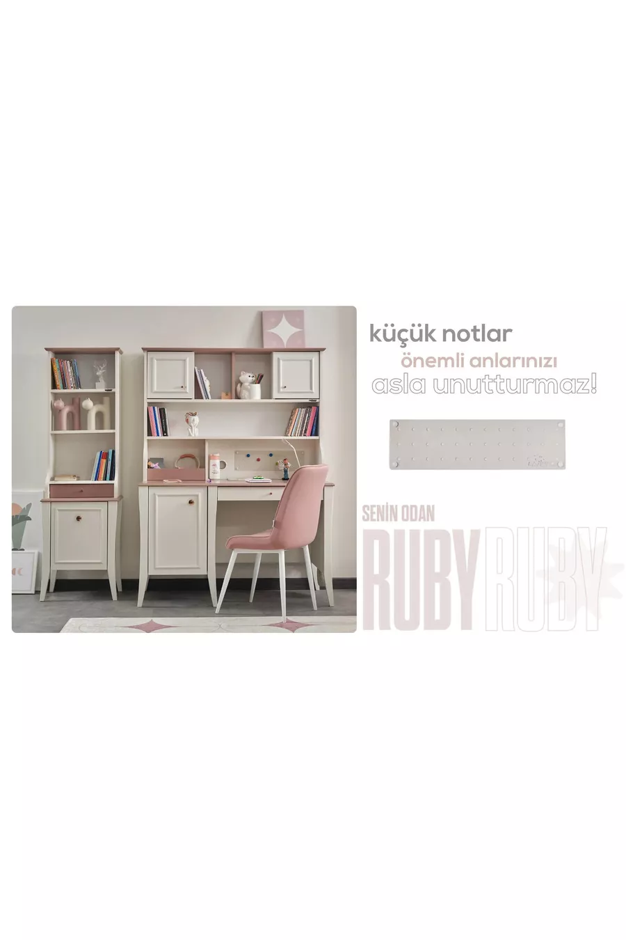 Chambre d'enfant Ruby 3 pièces (Armoire 3 portes, Lit, Bureau)