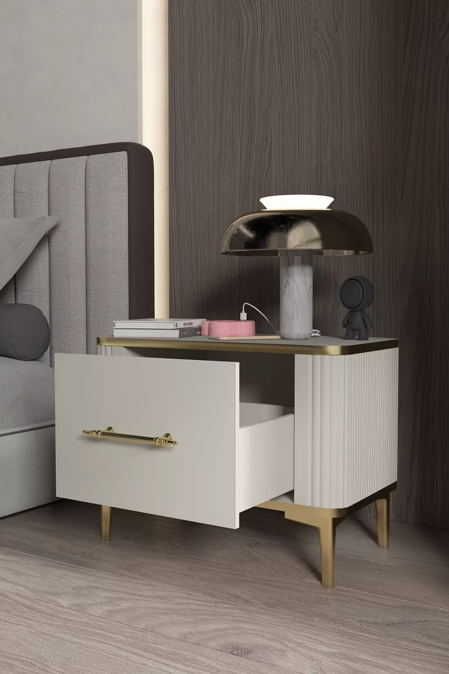 Table de chevet BETY avec tiroirs - Meuble d'appoint - Commode - Organisateur