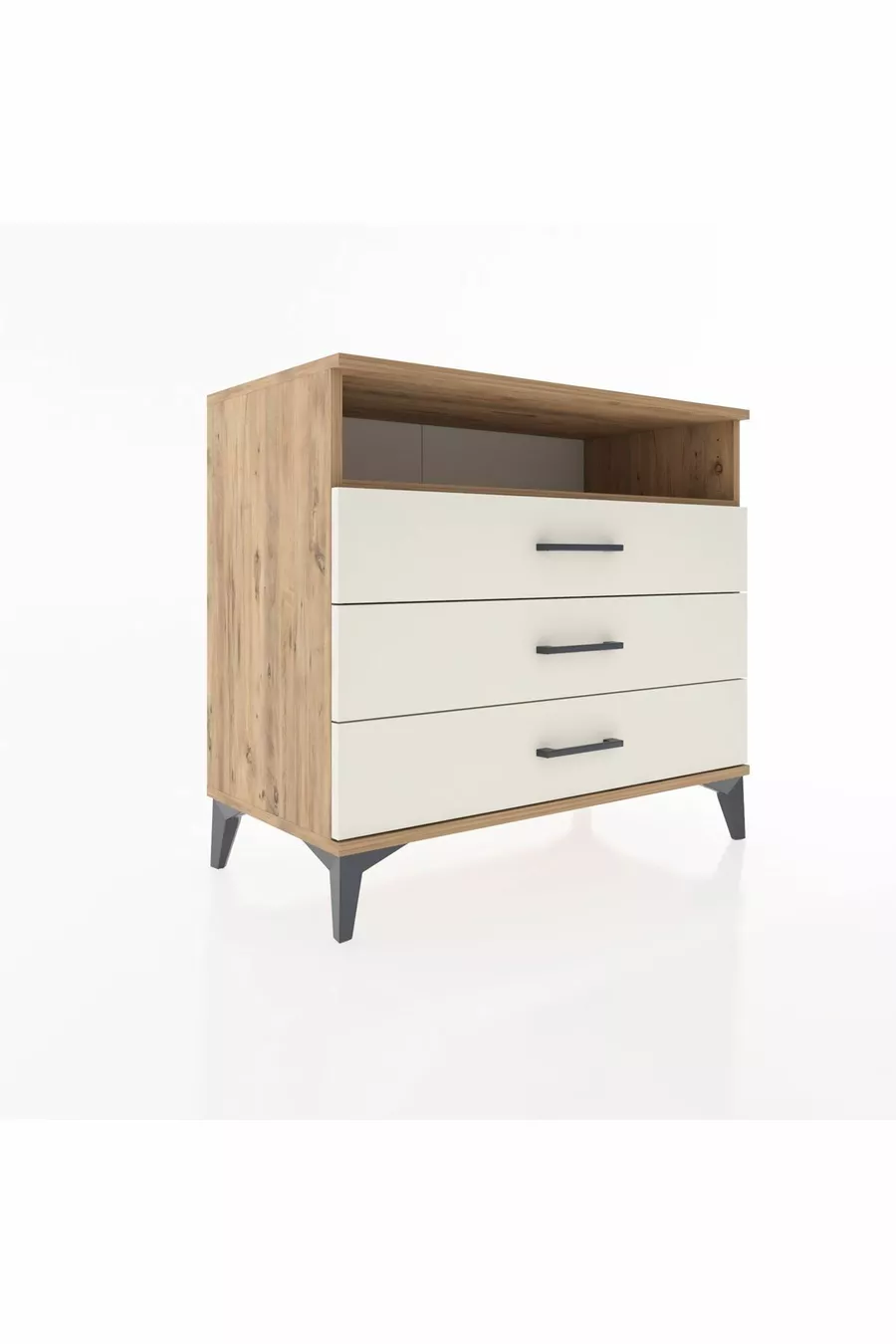 Hyperion Kommode mit einem Regal und 3 Schubladen, Kiefer-Marmor