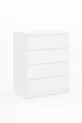 Commode Derinkuyu à 4 tiroirs pour chambre à coucher ou chambre de bébé en blanc