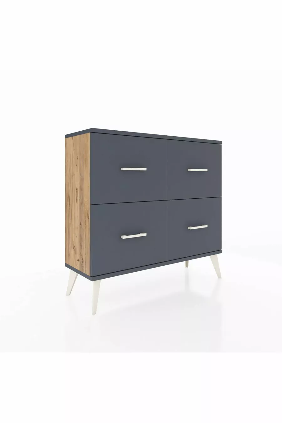 Commode Arges 4 tiroirs Pin-Anthracite