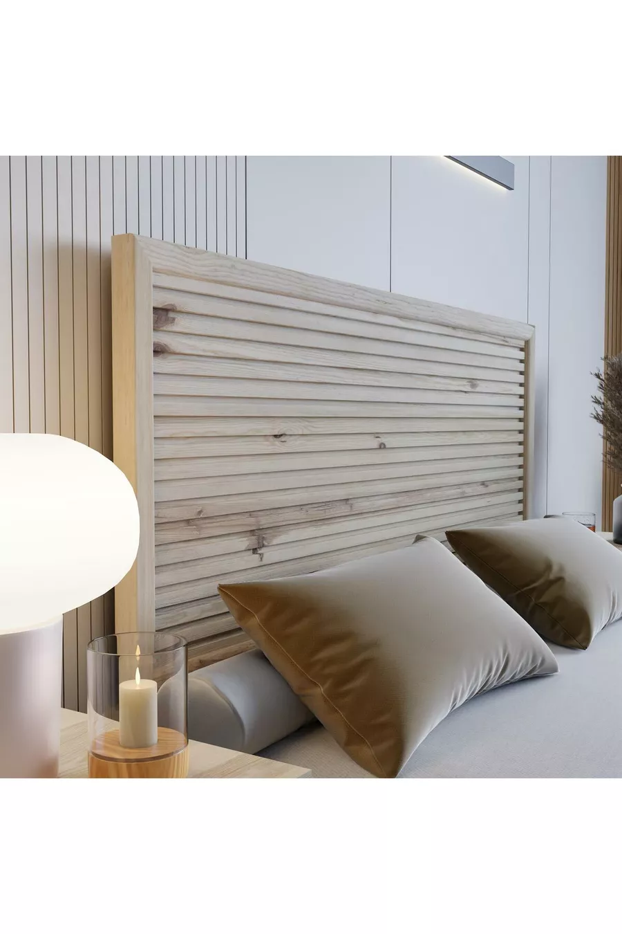Tête de lit unique en bois naturel modèle Alaz (YTY)