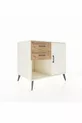 Commode Kronos à une étagère, 2 tiroirs et une porte, Pierre de Lune / Pin