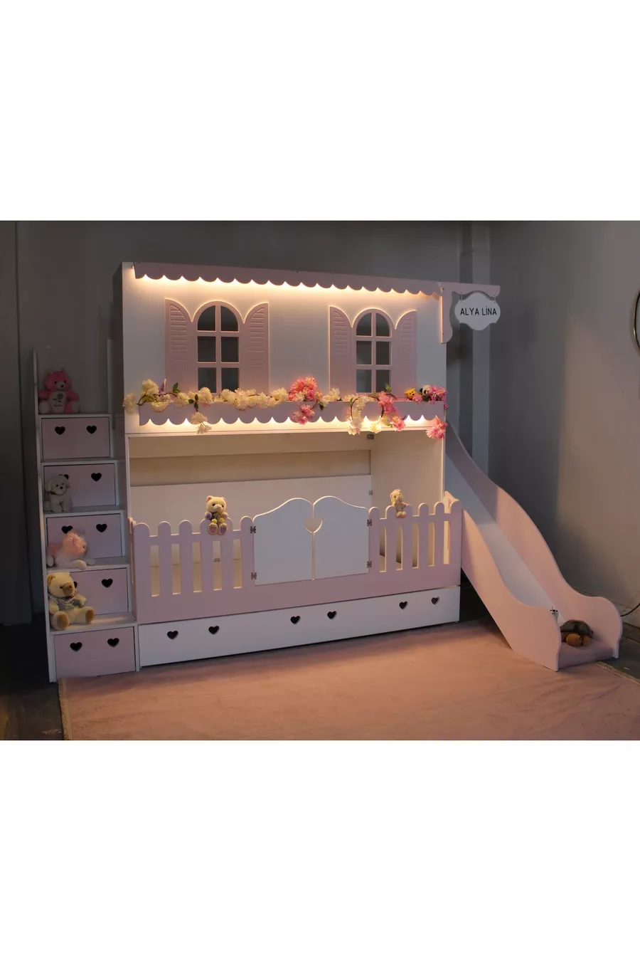 Alaçatı Bunk Bed with Slide and Small Bed