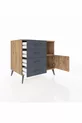 Kronos Dresser Single Shelf 4 Drawers Single Door Pine-Pine/Anthracite