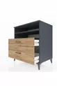 Commode Kronos 2 étagères 2 tiroirs Anthracite-Bois de pin