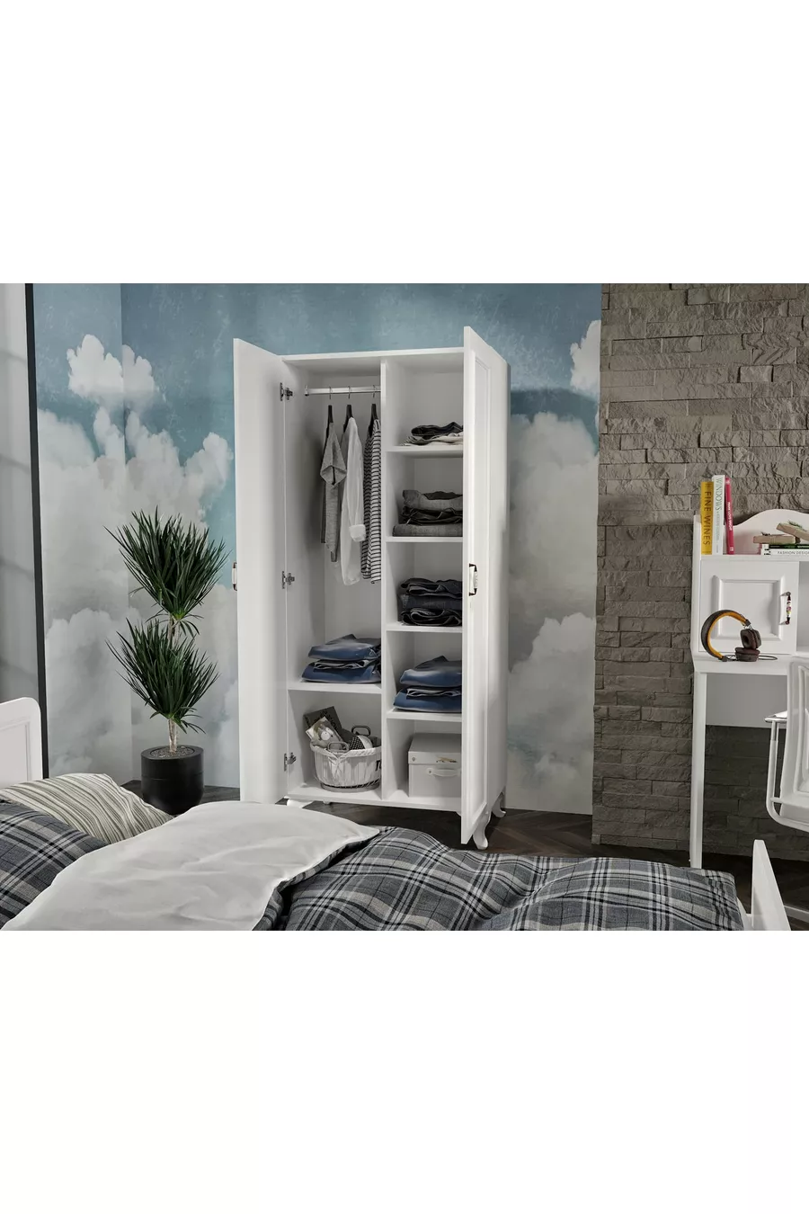 Ensemble de chambre d'enfant style Snow Country - 4 pièces et entièrement en MDF de qualité supérieure