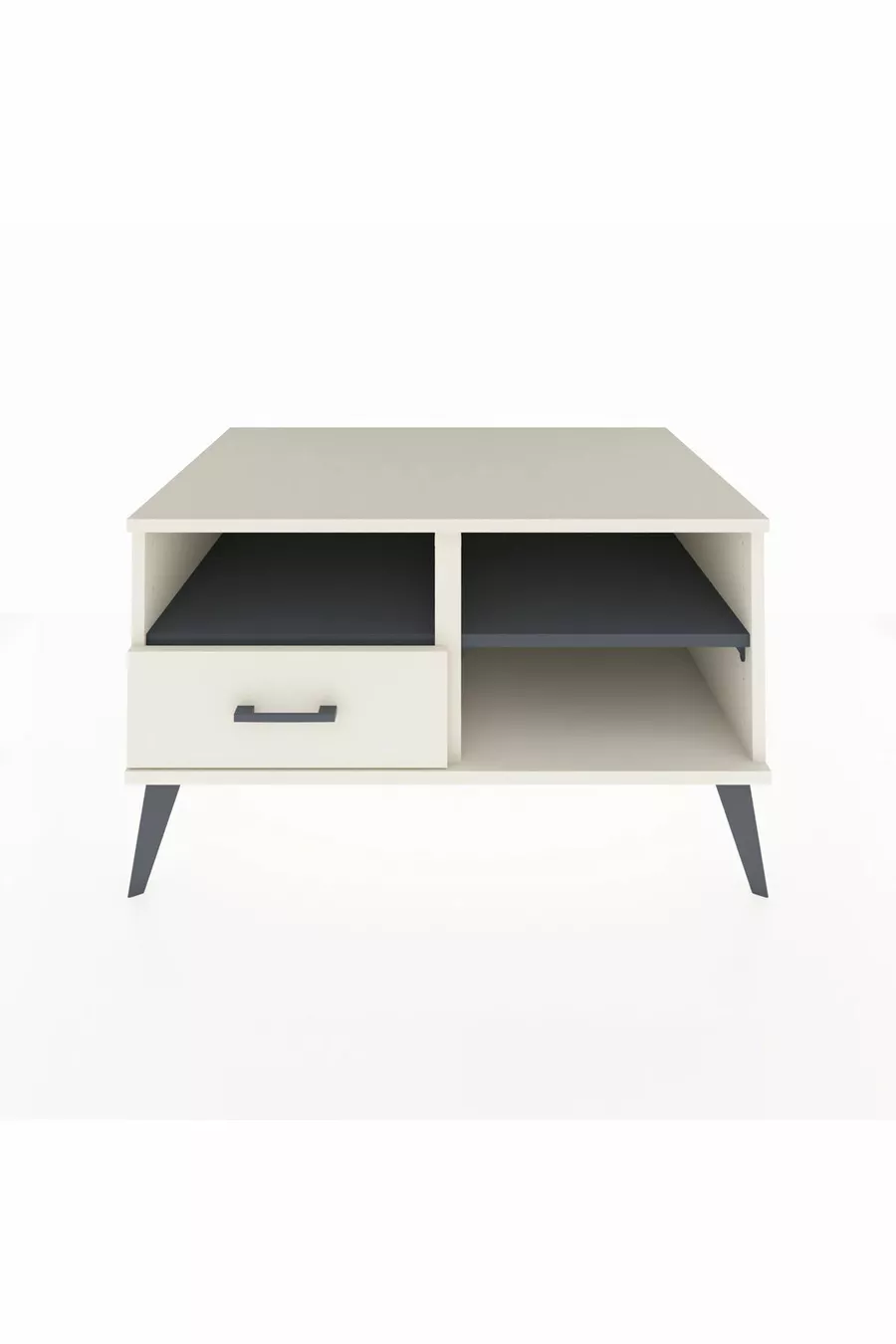 Commode Kronos 2 étagères 1 tiroir Pierre de lune-Anthracite/Pierre de lune