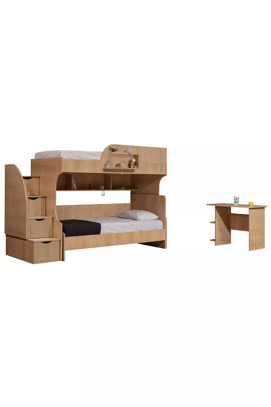 Lits superposés, lits superposés Aura avec lit, armoire à 3 portes + 2 matelas Comfort
