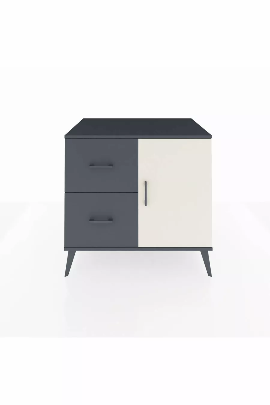 Comò Kronos con un ripiano, 2 cassetti e anta singola Antracite-Pietra di luna/Antracite