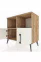 Commode Hyperion 2 étagères 2 portes Pin-Ambre/Pin