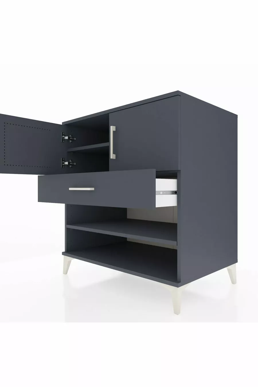 Kronos Comò 3 Ripiani 1 Cassetto 2 Ante Antracite-Antracite