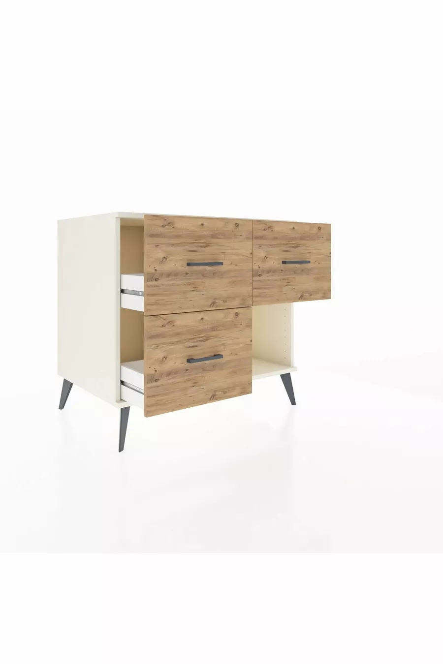 Commode Kronos 3 tiroirs Pierre de lune-Pin