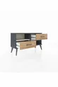 Commode Arges à une étagère et 2 tiroirs Anthracite-Pierre de lune/Merisi