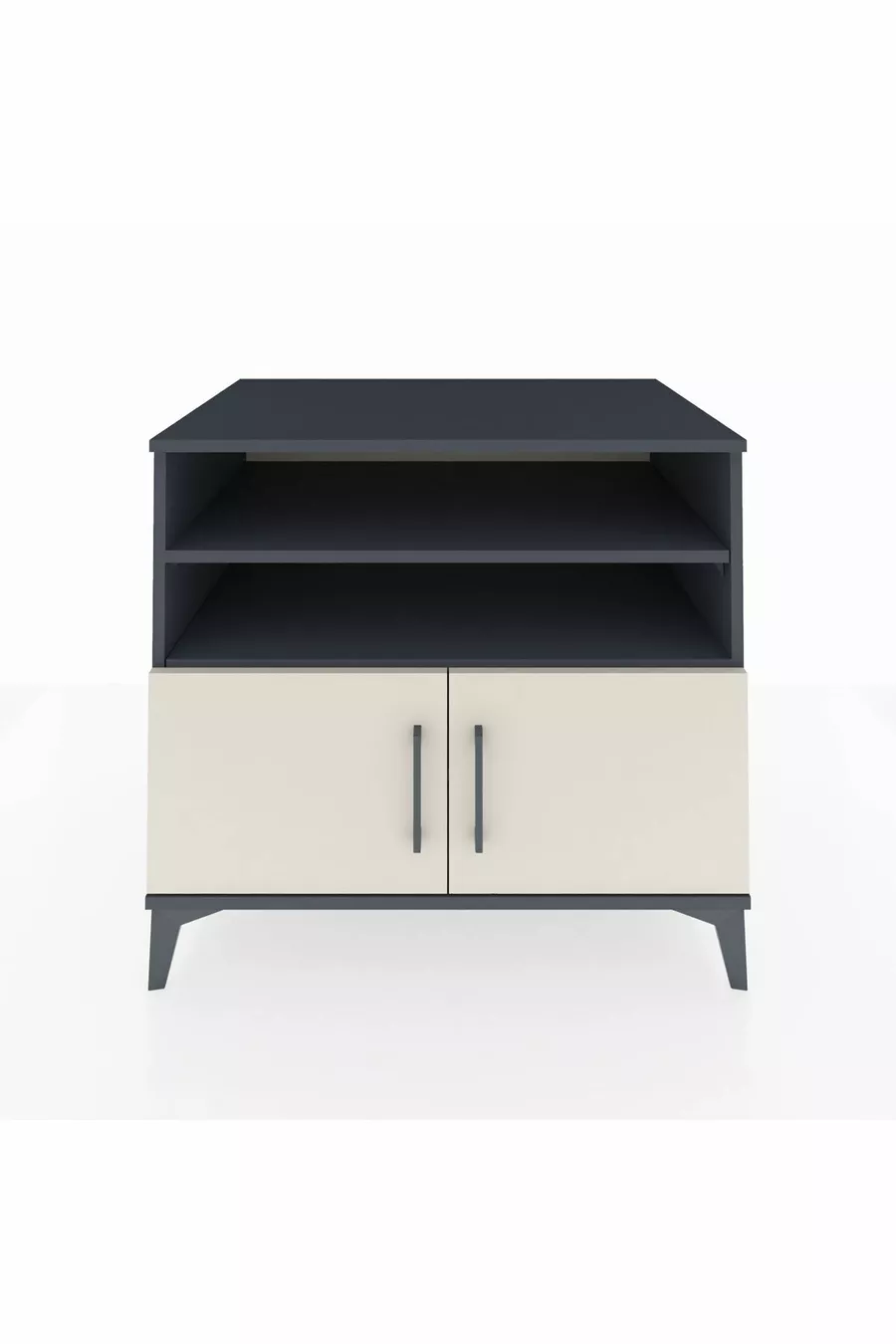 Commode Kronos 3 étagères 2 portes Anthracite-Pierre de lune