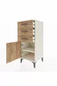 Commode Hyperion à une étagère, 3 tiroirs et une porte, Pierre de lune-Pin