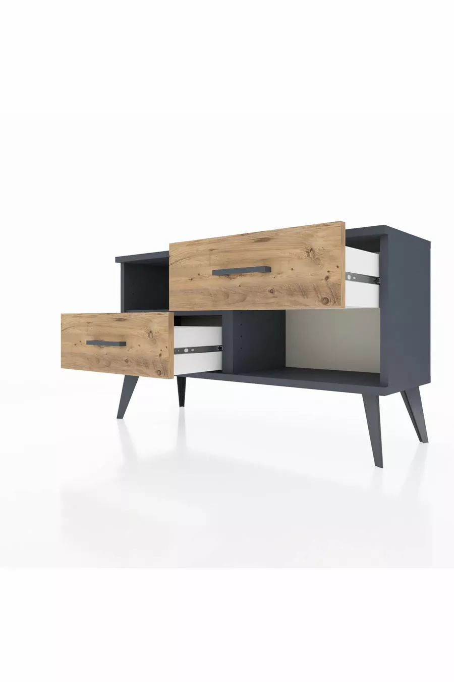 Comò Arges con Un Ripiano e 2 Cassetti Antracite-Antracite/Pino