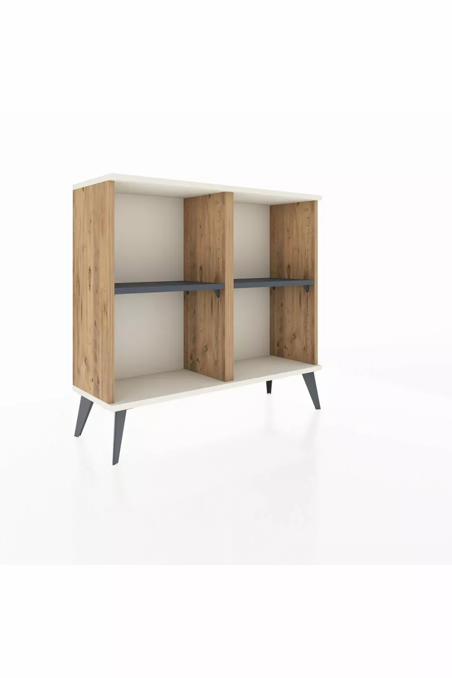 Commode Arges à 2 étagères Pin-Silex/Anthracite