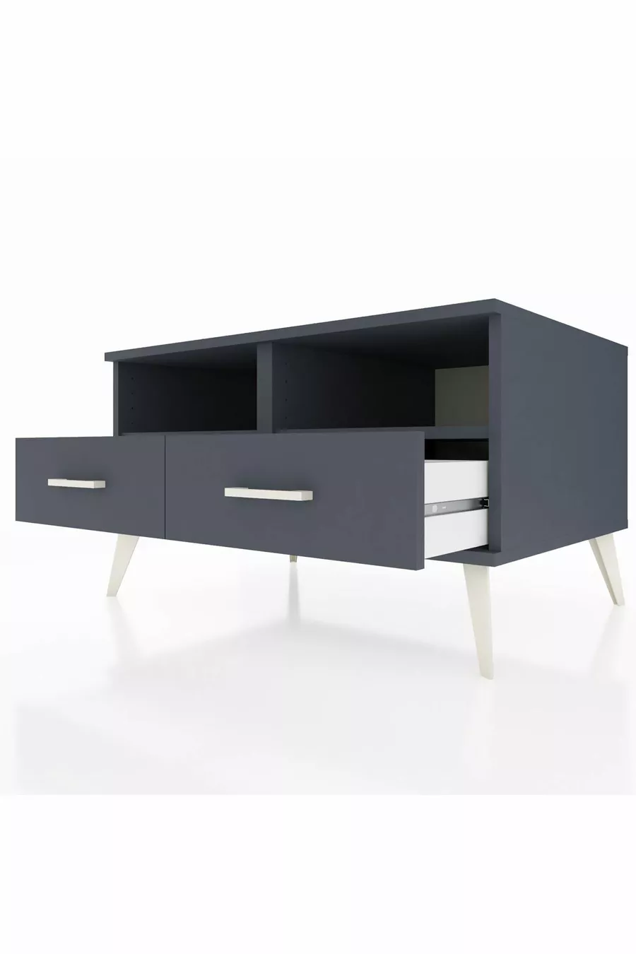 Commode Kronos 2 étagères 2 tiroirs Anthracite-Anthracite