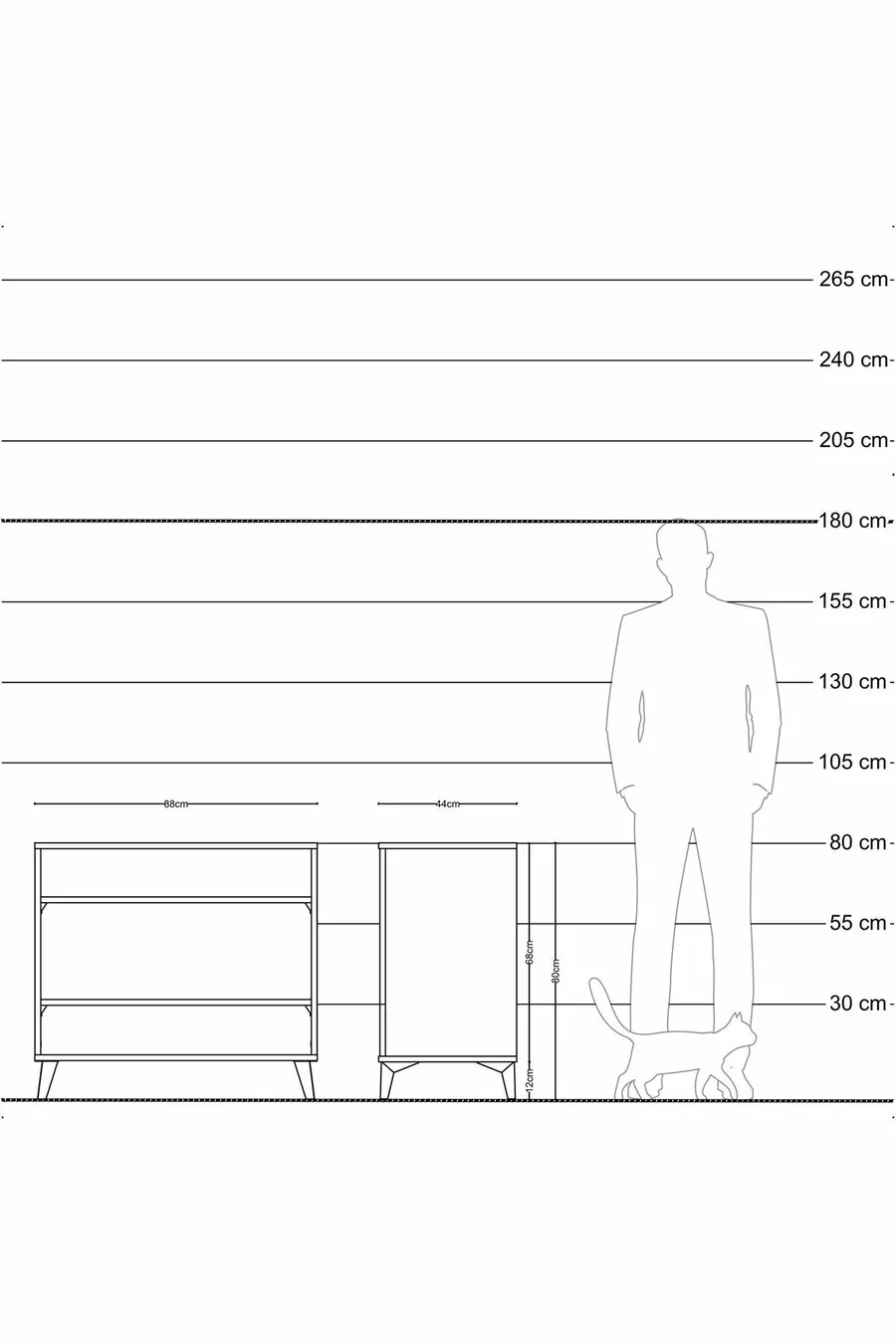 Commode Hyperion 2 étagères Anthracite-Anthracite