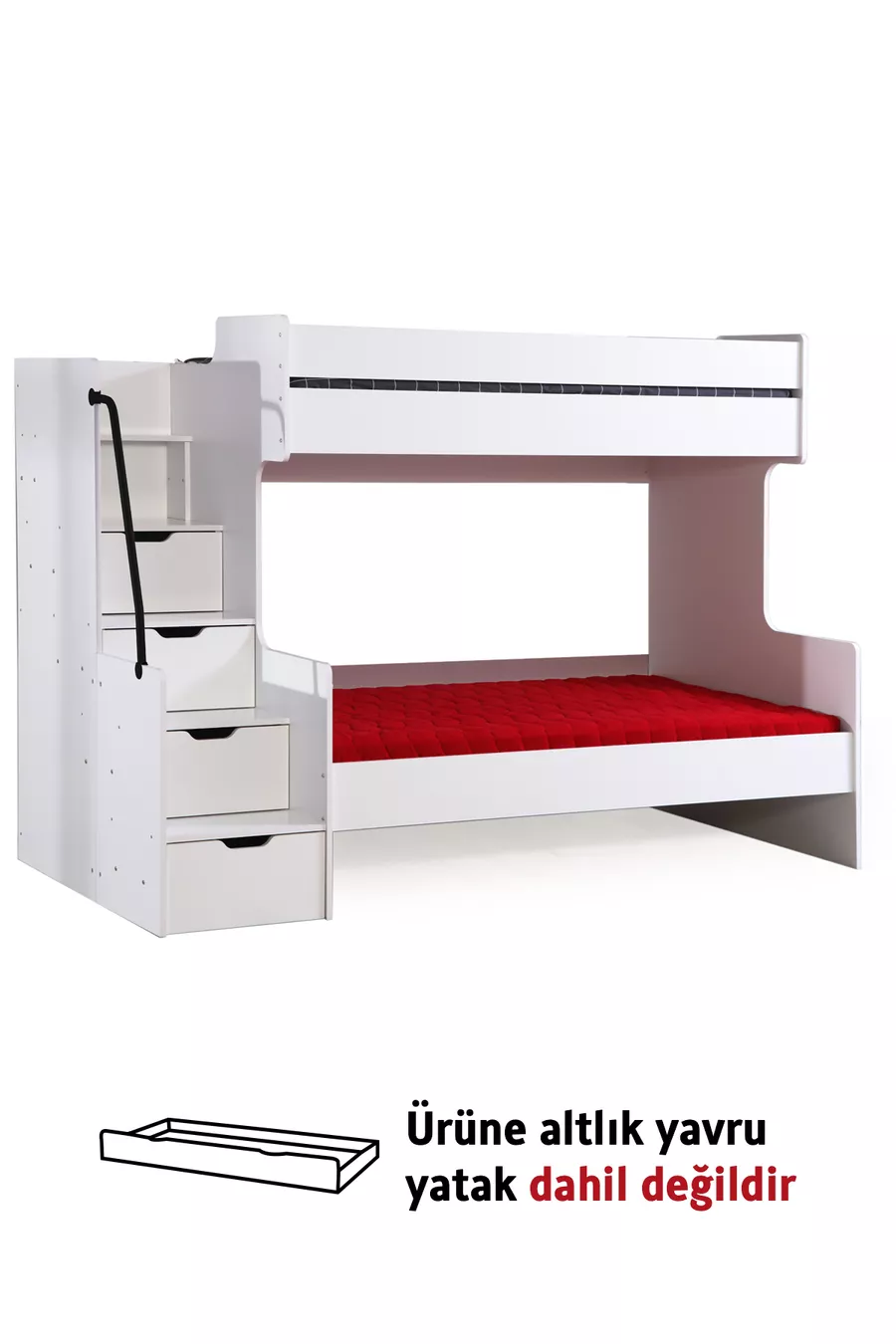 Ladekast met Trap Kinderkamer Brede Witte Stapelbed