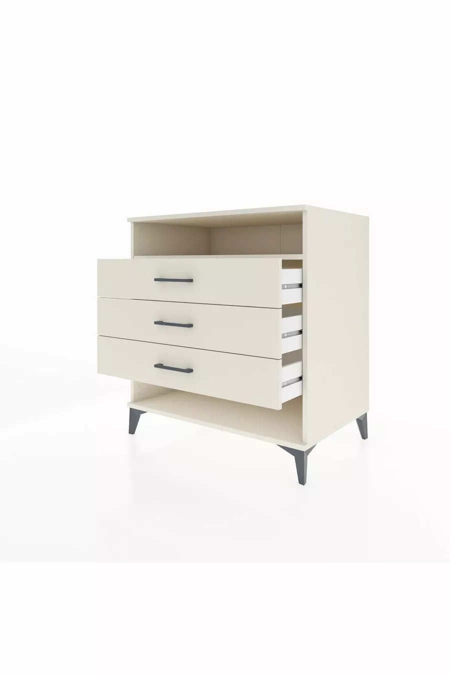 Commode Kronos à une étagère et 3 tiroirs, Pierre de Lune-Pierre de Lune