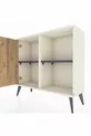 Commode Arges à 2 étagères avec une porte, Aigue-marine/Pin/Anthracite