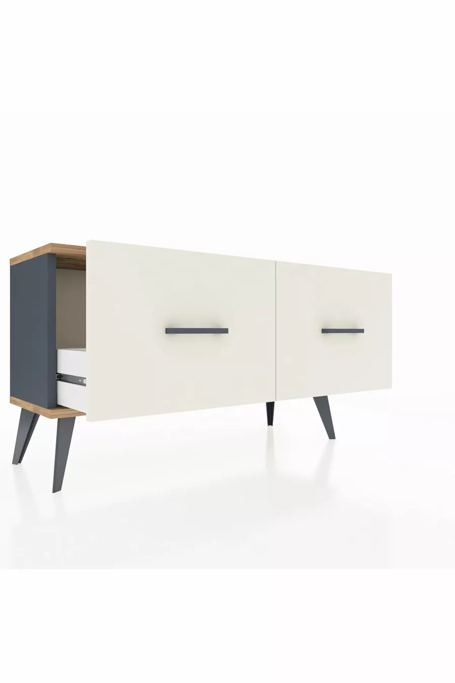 Commode Arges 2 Tiroirs Anthracite-Cèdre/Pierre de Lune