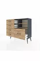 Commode Arges 2 étagères 5 tiroirs Anthracite-Pin