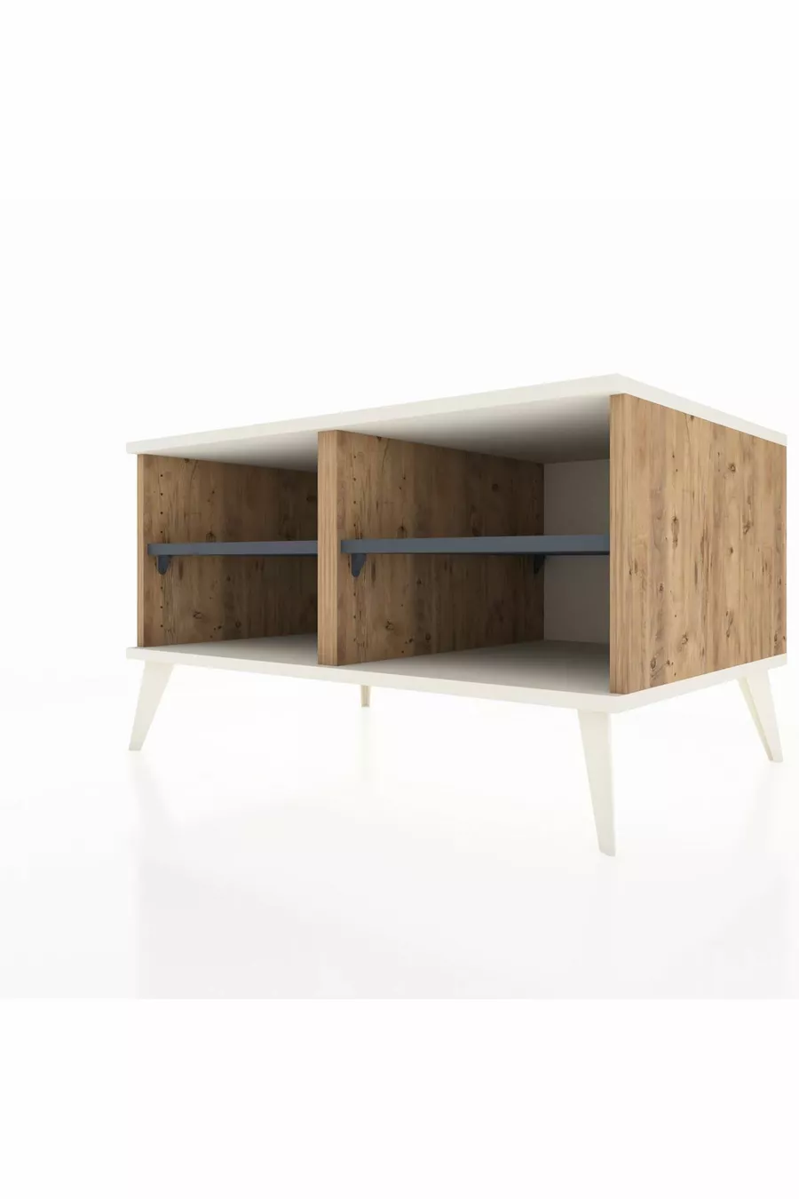 Commode Kronos 2 étagères Pin-Silex/Anthracite