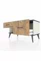 Commode Hyperion 2 tiroirs Pierre de lune-Anthracite/Sapin